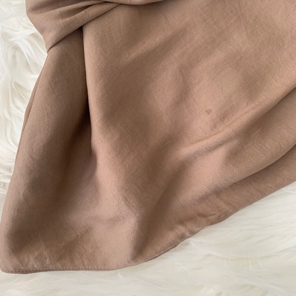 Helmut Lang Asymmetrical Draped V-Neck Tan Blouse - Picture 8 of 8